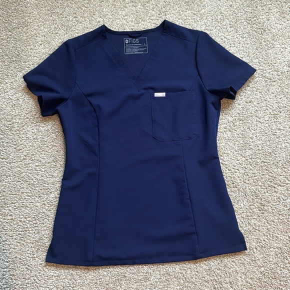 Figs Slim Catarina One Pocket scrub top navy blue small - Picture 2 of 5